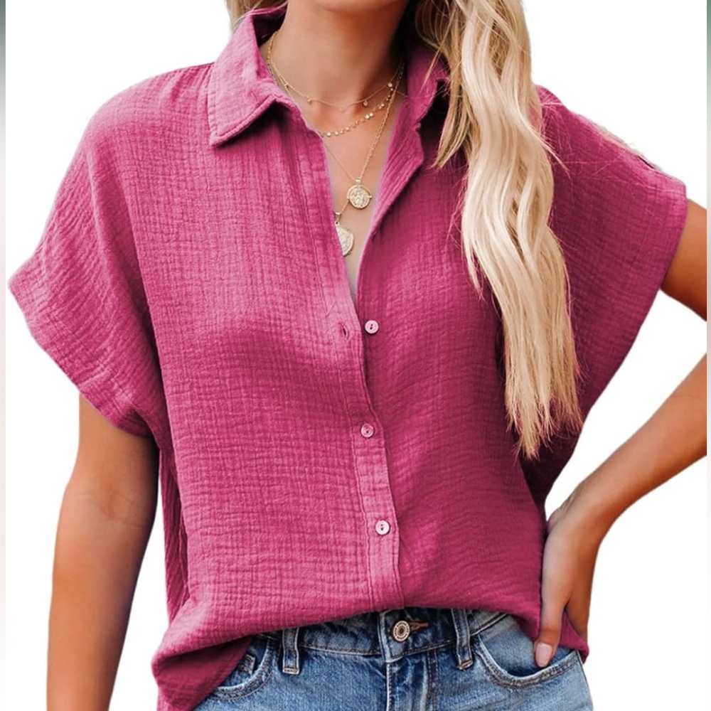 Dokotoo Pink Collared Button Down Shirt